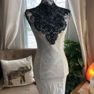 Black and white lace dress